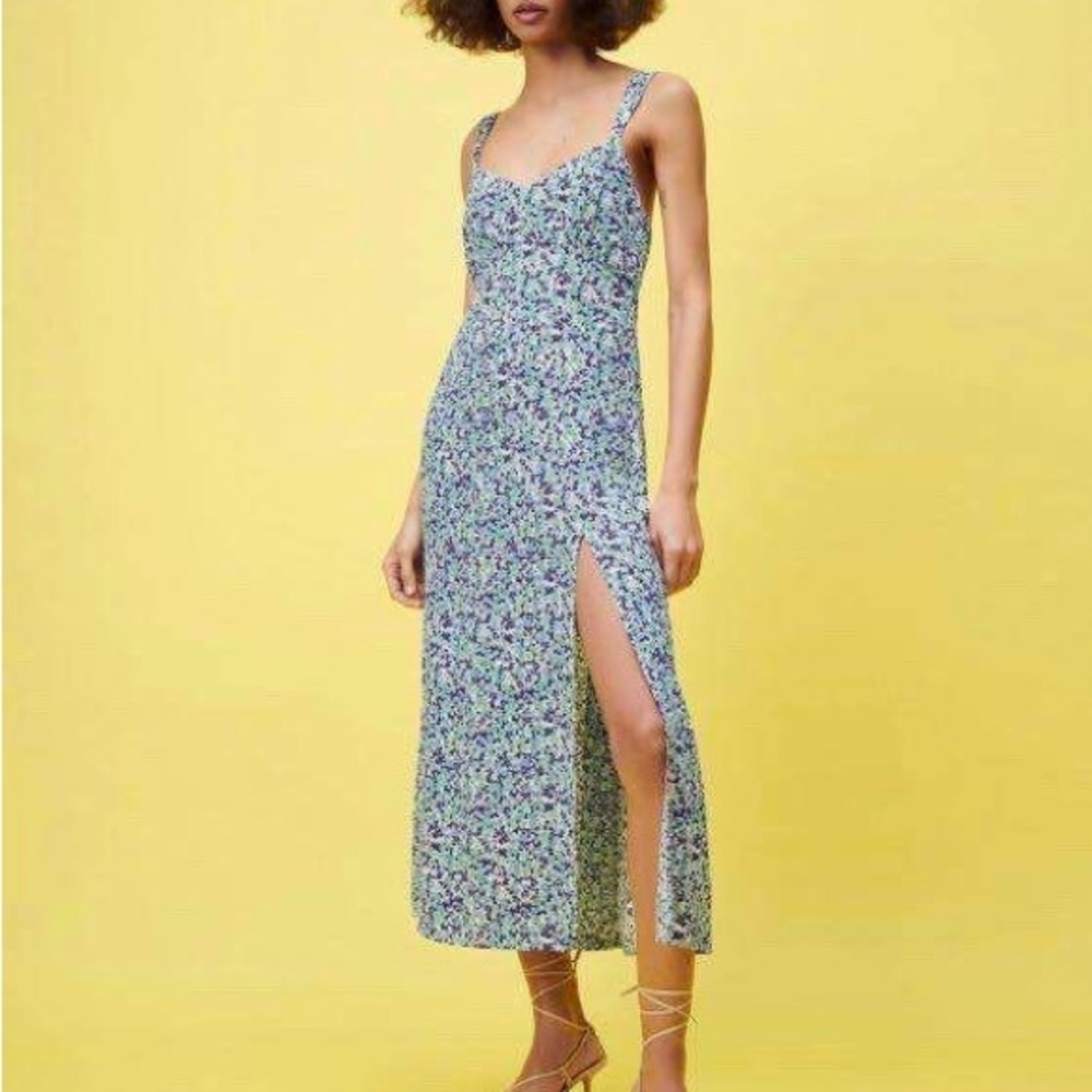 ZARA Floral Print Maxi Dress with Slit